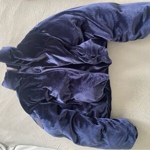 Velvet Puffer Jacket in Deep Blue